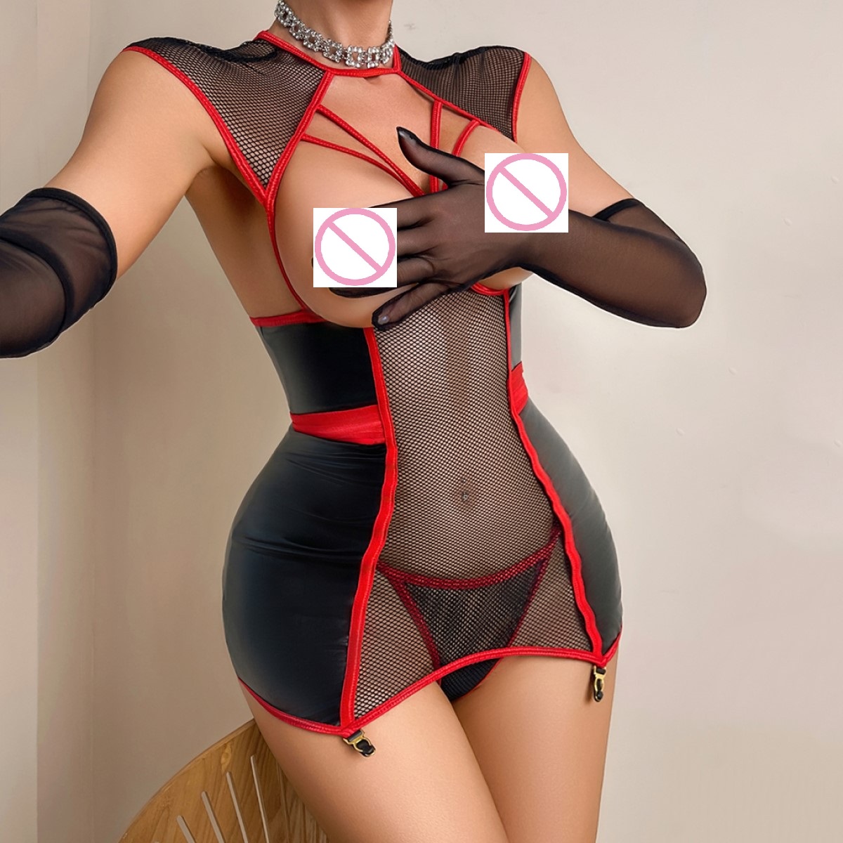 Wholesale Women's Sexy Mesh Se - Garter Belt Set recension och pris