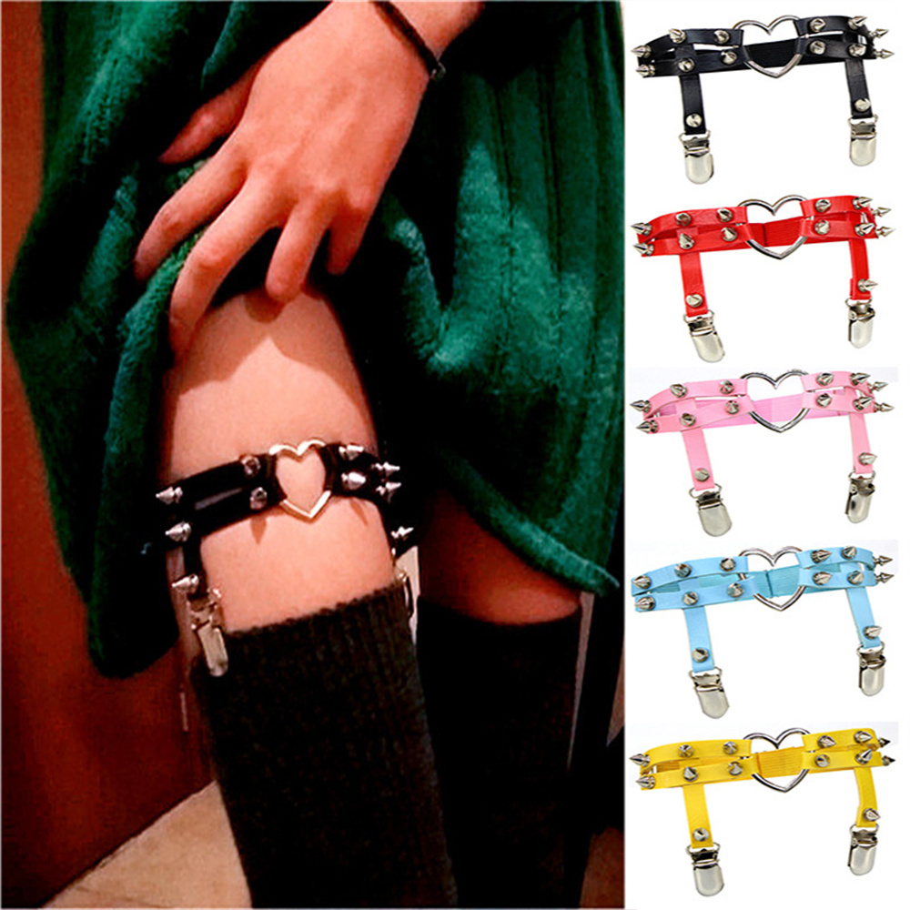 1Pcs Women Punk Goth Heart PU  - Garter Belt Set recension och pris