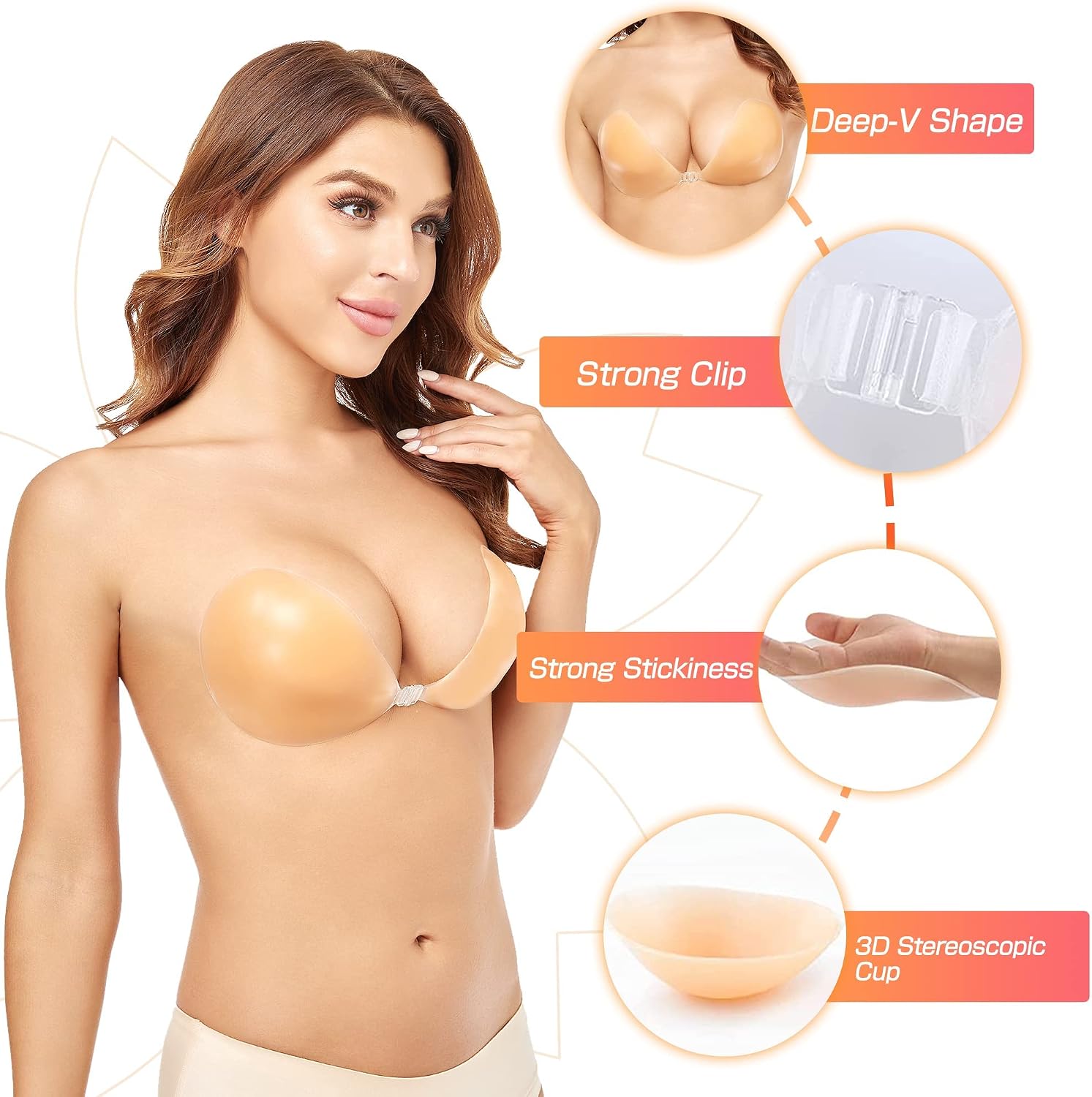 Push-Up Wire-Free Solid Silico - Silicone Bra Adhesive recension och pris